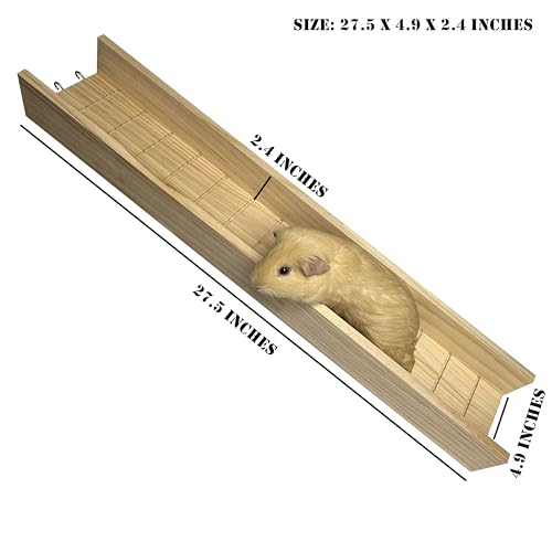 Guinea Pig Cage Bridge, Small Animal Wooden Ladder Ramp, Guinea Pig Cage Accessories Second Floor Link Bridge for Guinea Pigs, Ferrets, Hamsters (70CM/27.5IN) - size: 27.5 IN
