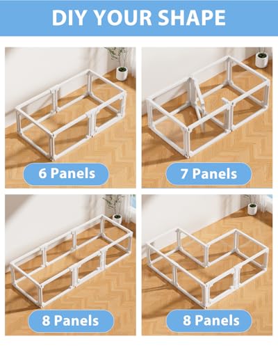 BUCATSTATE Acrylic Guinea Pig Cages 15.8"H, 7.8 sq ft Large Guinea Pig Playpen, Tool-Free Rabbit Cage Indoor, Small Animal Playpen with Door for Bunny, Piggies, Chicks (47"L x 24"W x 16"H, 6 Panels) - style: 6 Panels