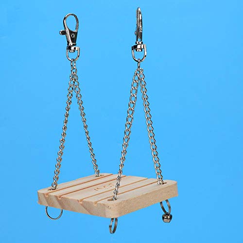 GLOGLOW Hamster Swing, Wooden Swing Hanging Bed with Hanging Chain | Hammock Cage Exercise Molar Toy for Guinea Pig Rat Gerbil Dwarf Hamster