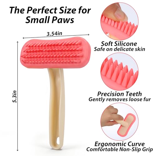 Bunny Brush Short Hair Dog Brush, Soft Silicone Comb Bath Massage Comb | De-Shedding, Easy to Remove Loose Undercoat, for Rabbits Chinchillas Kittens Puppies, During Shedding Season or Bath Time