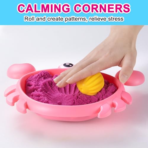 Carolart Mini Crab Sandbox, Sensory Bin with Color Changing Sand | Ocean sensory kit with sensory balls and tools, ocean sensory play toy, gift for boys girls ages 3-8 - style: Crab