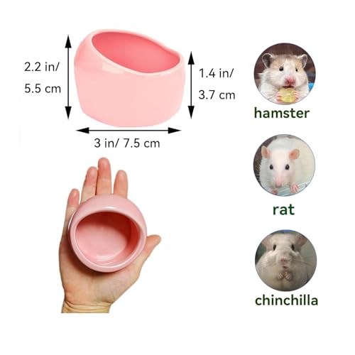 JSLZF Ceramic Hamster Bowl Small Rat Food Bowl Hamster Dish Prevent Knocking Over, Food Splashing and Chewing Feeding Dish for Gerbil Chinchilla Rat (3 PCS)