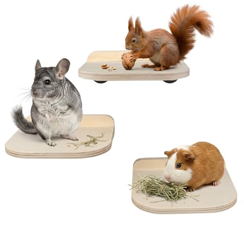 Chinchilla Wooden Platform Set Chinchilla Cage Ledges | Small Animals Cage Accessories for Squirrel Gerbil Suger Glider Hamsters (3Pcs of Small Platform)