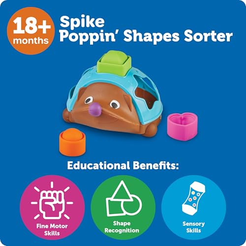 Learning Resources Spike the Fine Motor Hedgehog Poppin' Shapes Sorter, Educational Baby & Toddler Toys, Fine motor, Montessori Must Haves