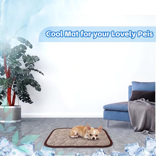 Jetec 3 Pcs Bunny Guinea Pig Cooling Mat Rabbit Cool Pad Pet Cooling Bed Small Animal Sleeping Pads for Indoor Hamster Squirrel Hedgehog Chinchilla(Brown) - color: Brown, size: Ice Silk, style: Summer
