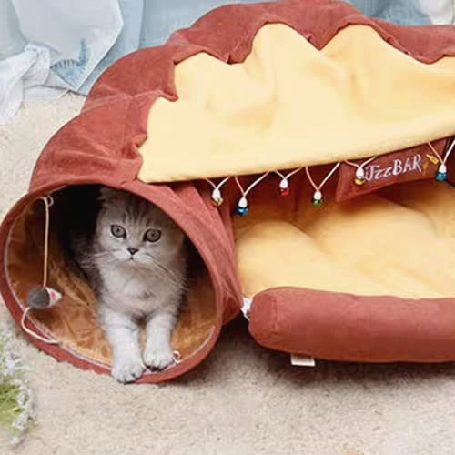 LEFTSTARER 2-in-1 Collapsible Cat Tunnel for Indoor Bed and Hideout - Pet Dog Rabbit Bunny Ferret Tunnel Tubes Toys with Removable Washable Mat, Tower Wheel Stuff - color: 3.Bar