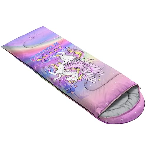 QOOMO Camping Sleeping Bags,3 Season Warm & Cool Weather,Lightweight,Waterproof Sleeping Bags for Adults & Kids,Traveling,and Outdoors,Camping Gear Equipment - color: Unicorn 3