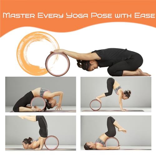 High Density PU Rubber Yoga Wheel for Stretching and Flexibility to Help Back Aches and Tension, Tear, Flexible Roller Designed, Extend Premium Back Roller - color: Wood grain inner ring