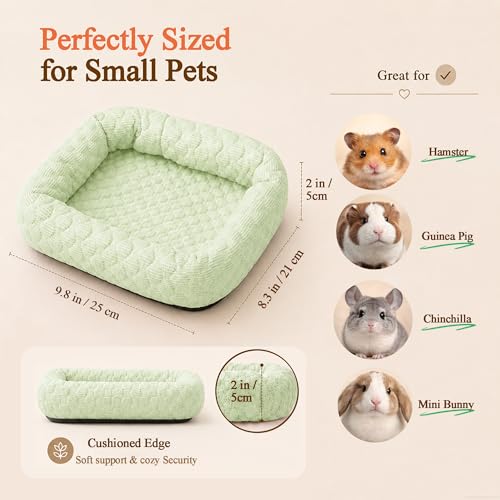 Small Animal Cooling Bed, Ice Silk Summer Pet Bed with Raised Pillow Edges, Non Slip Sleeping Mat for Guinea Pigs, Hamsters, Rabbits and Other Small Pets - color: Green