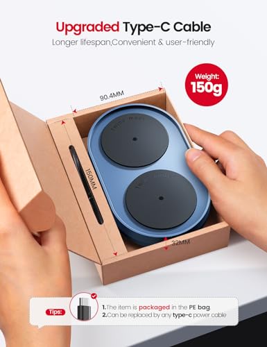 Vaydeer Dual Turntable Mouse Mover, Turbo 3 Mouse Jiggler with Adjustable Intervals, ON/Off Switch, Undetectable & Noiseless Mouse Shaker Simulate Realistic Mouse Movement for Secure Computer Activity
