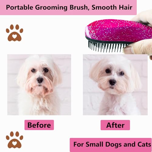 Puppy Brush, Soft Dog Brush for Grooming, Puppy Hair Remover Brush Comb, Grooming Tool for Poodles,Teddy, Yorkies, Maltese, Shih Tzu, Chihuahua, Starry Pink - color: Starry Pink