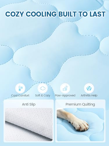 Mora Pets Dog Cooling Mat Pet Cooling Pad for Large Dogs & Cats Q-Max>0.5, Breathable Washable Self Cool Dog Mat for Indoor Floors, Crate, Sofa & Outdoor Use, Non Gel Summer Ice Silk Cold Pad L 41x28 - color: Light Blue, size: 40-Inch (Large)
