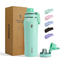 24oz Insulated Water Bottle, Wide Mouth Spout Lid, BPA-Free | Tritan spout lid, BPA free, 18/8 stainless steel body, Cold 24H, hot 12H, Wide mouth fits ice, Fit car cup holder,Green - color: Green