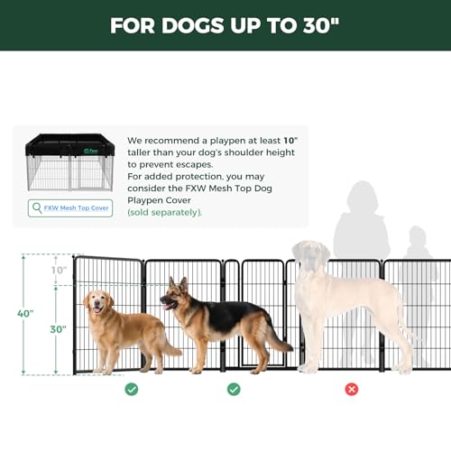 FXW Homeplus Indoor Dog Playpen, 40" H, 8 Panels, for Medium & Large Dogs | Stress-free play, Heavy-duty, Semi-open design, Easy setup, Threshold-free gate, Expandable, Patented - color: Black, size: 40"H