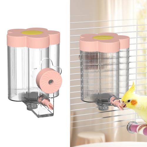 8.4 Oz No Mess Bird Water Feeder, Auto Parrot Cage Water Dispenser (Pink) | Magnetic Mount, Drip-Free, Easy Top Refill, Mount Inside or Outside Cage, for Parakeets Cockatiels Budgies Lovebirds Canary - color: Pink