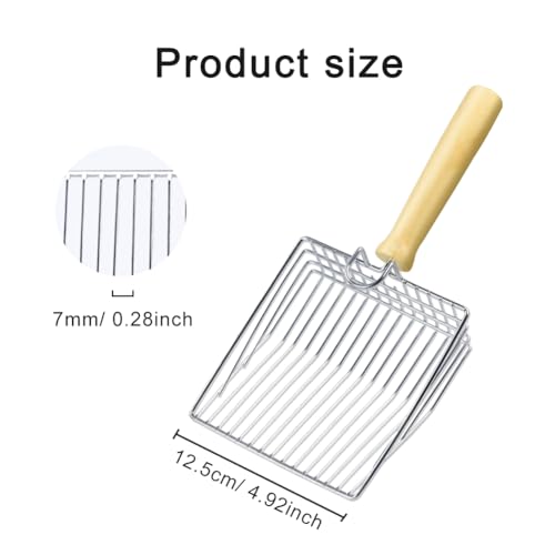Cat Litter Scoop, Metal Mesh Kitty Litter Scoop, Deep Shovel, Long Handle Scooper for Litters Box(Color:Silver)