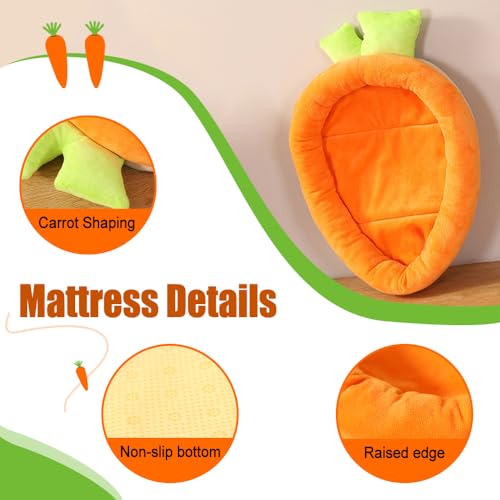 MiOYOOW Guinea Pig Bed, Carrot Shape Rabbit Beds Machine Washable Small Animals Warm Cushion with Anti-Slip Rubbers for Hamsters Ferrets Hedgehogs Chinchillas