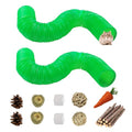 PINVNBY Plastic Tunnel for Hamster,2 PCS Guinea Pigs Tunnels with 19 PCS Chew Toy Collapsible Ferret Hideout Tubes Small Animals Cage Accessories for Hamsters Mouse Rat Gerbils Rats Mice(Green) - color: 【Green】