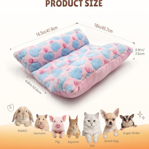 Soft Rabbit Bed, Thickened and Softer, Double-Sided(2pcs Gray+Pink) | 16.5 X 18in Soft Rabbit Bed, Thickened and Softer , Double-Sided Plush Rabbit Beds,Bed for Bunnyfor Rabbits Indoor - color: Gray+Pink