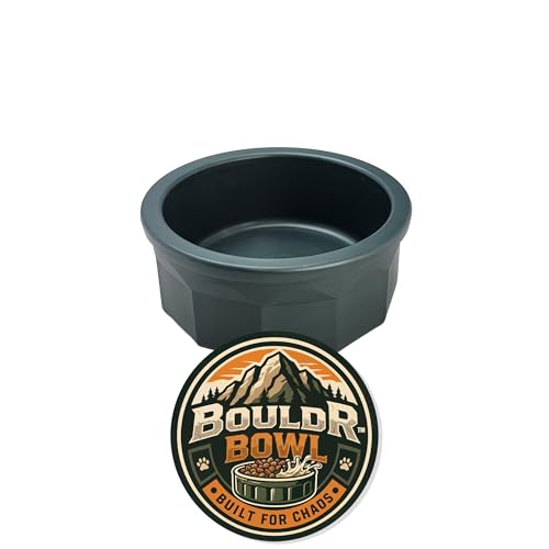 Pet Crock Bowl – Thick Durable Plastic Non-Tip Food & Water - Dogs, Cats, Birds, Lizards & Small Animals – Indoor/Outdoor – Chew Resistant, Easy Clean (Green, Small 8oz) BouldrBowl by Healthy Surplus® - color: Green, size: 1 Cup (8oz)