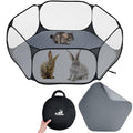 Pawaboo Small Animals Playpen with Pad, Black/Gray | Waterproof, Reusable Pad, Portable Outdoor Yard Fence, For Chick/Kitten/Puppy/Guinea Pig/Rabbits/Chinchillas - color: Black/Gray