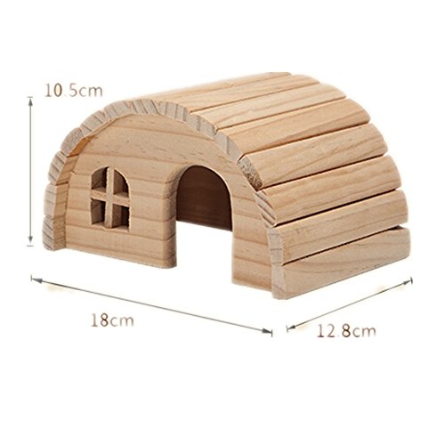 Natural Chewable Hamster Hideout Wooden Hut Lovely Fairy House for Dwarf Hamsters, Small,(7 x 5 x 4 inch)