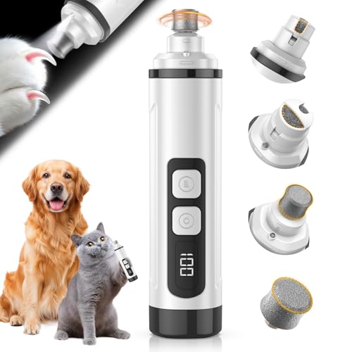 Dog Nail Grinder Electric Powerful 3 Speeds Dog Nail Clippers with Lights Quiet Cat Nail Clipper Painless Care Trimmers Tools for Small Medium Large Dogs and Cats (Black) - color: Black