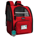 PetAmi Dog Backpack Carrier Airline Approved Cat Pet Puppy Bag, Red | Ideal for Small Medium Large Pet up to 18 lb, 2 Side Entry Structured No-Collapse Frame, Ventilated Bookbag for Hiking Travel - color: Red