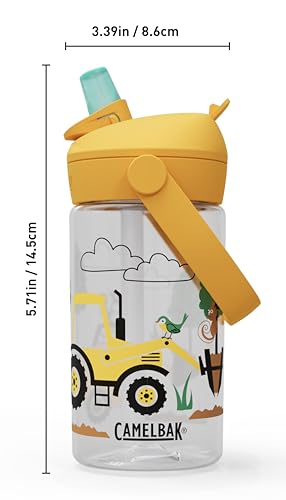 CamelBak Thrive Flip Straw Kids Water Bottle with Bite Valve, Tritan Renew Design for School and Travel, 14oz, Tractors and Trees - color: Tractors and Trees