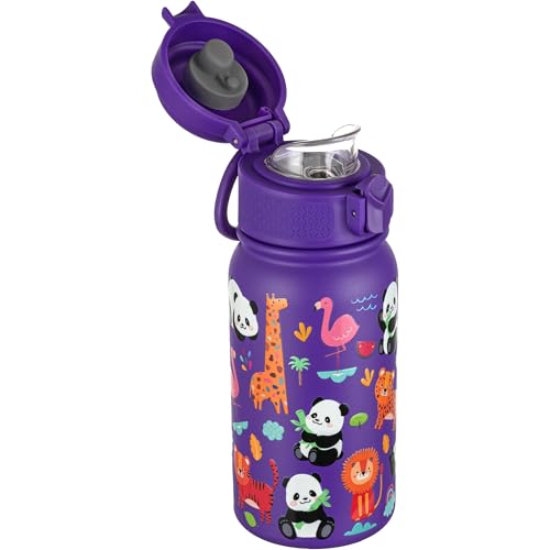 GOPPUS Kids Insulated Water Bottle 12oz, Leakproof Stainless Steel Thermos, BPA Free Double Wall Vacuum Insulated Bottle for School, Travel, Sports & Outdoor Activities, Boys Girls - color: Purple panda