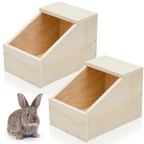 2 Pack Wooden Bunny Nesting Box 16x11x11 Inch Safe Birthing Hideout for Rabbit Doe & Newborn Kits, Nesting Box for Breeding,Small Animal Habitat for Hutch & Cage - size: 16x11x11 Inch