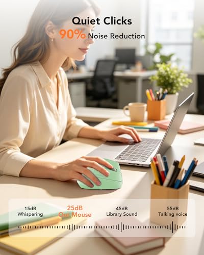 KYSONA Ergonomic Mouse Wireless, Bluetooth Vertical Mouse, 5-Level Adjustable DPI, 2.4G Silent Switch Mice for Windows, MacOS, IPadOS, Laptop, PC, Green - color: Green