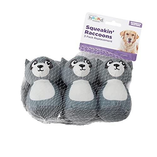 Outward Hound Squeakin' Raccoon Hide A Puzzle Plush Replacement Dog Toys - 3 Pack - color: Raccoons (3-pack)
