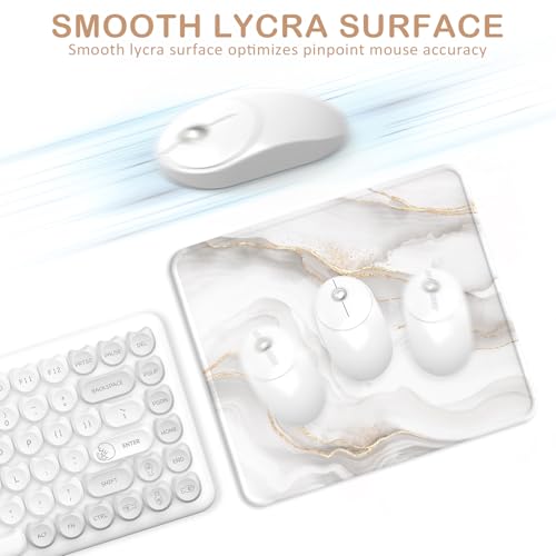 Mouse Pad with Stitched Edge, Multiple Patterns Computer Mouse Pads with Non-Slip Rubber Base, Washable Cloth Mousepad, for Gaming, Laptop, PC (Ivory Marble) - color: 30Ivory Marble