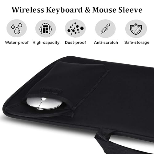 Neoprene Keyboard Carrying Case With Mouse Bag for Logitech MK270 Wireless Combo - Sleeve (Black) - color: Black