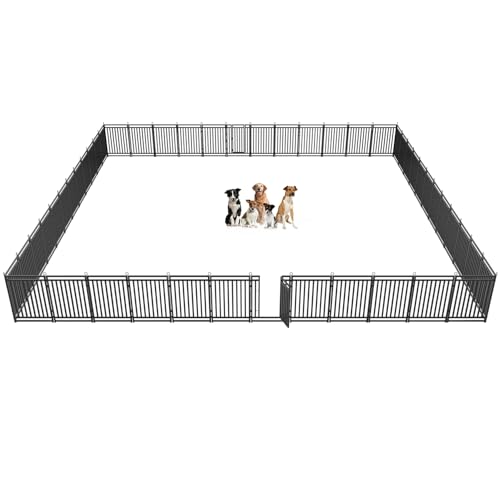 Thickened Outdoor Dog Fence, 40" H, 48 Panels for Yard & Camping | Easy Setup, Flexible Layouts, Thickened Panels, Heavy-Duty, for Medium & Large Dogs and Farm Use, Patented - size: 40" height, style: 48 Panels