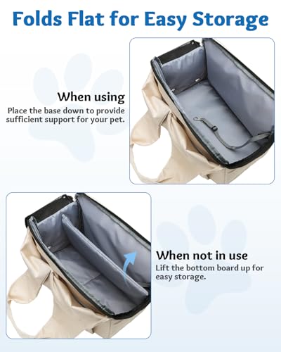 Dog Purse Carrier for Small Dogs, Cats, and Puppies, Beige | Soft-Sided Dog Bag Carrier with 4 Large Pockets, Lightweight, Collapsible, Fits Pets up to 15 lbs, for Travel, Outings - color: Beige