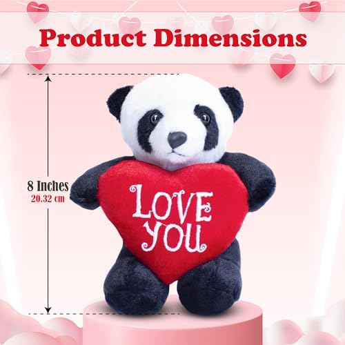 8 inch Adorable Valentine Stuffed Animal with Love You Heart for Loved Ones -Premium Huggable Animal (Panda with Heart) - style: Panda