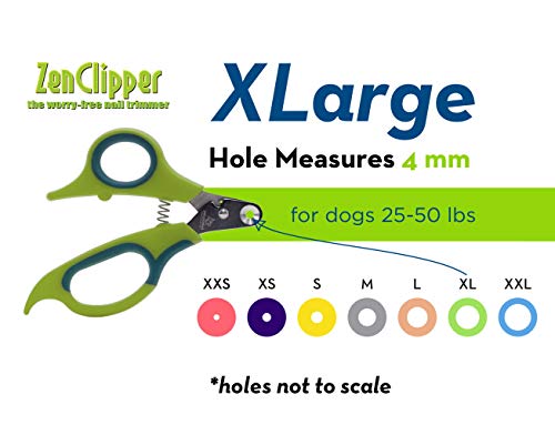 Zen Clipper Pet Nail Clipper for Dogs – Dog Nail Clipper for Safer Dog Grooming and Nail Care - Clean, Quiet, and Easy-to-Use Stainless Steel Dog Nail Trimmer - (4mm Hole) - size: X Large - 4mm hole