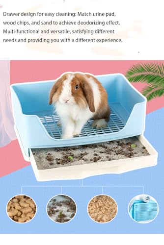 Rabbit Litter Box,Bunny Supplies,Large Pet Litter Pan Trainer with Drawer Corner for Rats Hamsters Ferret Bunny Guinea Pigs Chinchilla Small Animals,Rabbit Cage Accessories for Training Litter Pan