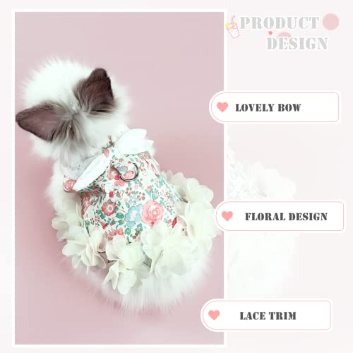 Bunny Harness and Leash,Adjustable Soft Guinea Pig Clothes Pet Rabbit Ferret Harness Costumes for Small Animals Dress - color: Floral, size: Medium