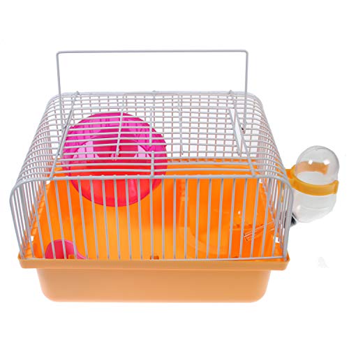 Portable Traveler Hamster Cage with Wheel (Orange)