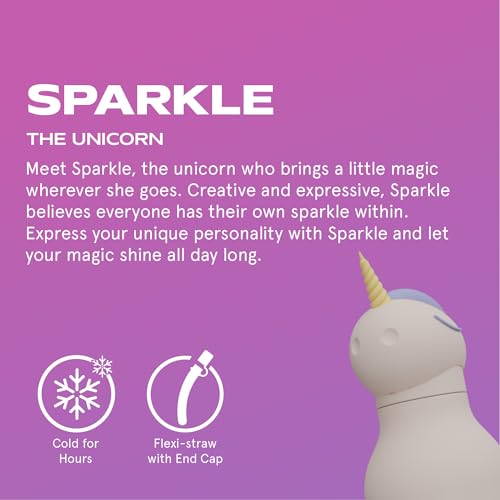 asobu Bestie Water Bottle, Cute Collectible Character, Leak Proof, BPA Free | 16 oz, Stays Cold 24 Hours, Double Wall Vacuum Insulation, Food Grade Stainless Steel, Spill Resistant, Great Gift Idea - color: Unicorn