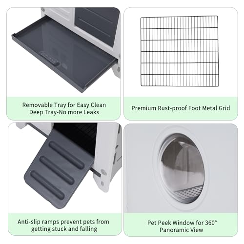 Rabbit Hutch Outdoor Indoor Plastic Bunny Cage Enclosure Guinea Pig Cage | Chew-Proof, Waterproof Rabbit House, Pet House for Small Animals - size: 43.5"L x 20.0"W x 26.7"H