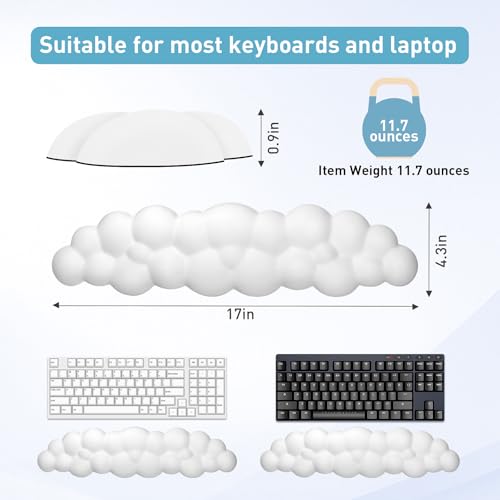 Cloud Wrist Rest Keyboard | Memory Foam, PU Leather, Ergonomically Designed, Typing Comfort and Pain Relief