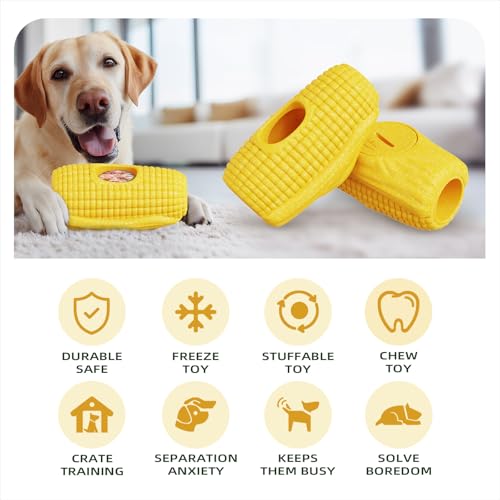Dog Frozen Treat Toy to Keep Them Busy - Dog Chew Toy for Medium/Large Dogs | Heavy Duty Indestructible Toy for Aggressive Chewer,Interactive Fillable Lick Toy-Food Grade-Easy Clean-Reduce Anxiety-Yellow - color: Yellow-1Pack