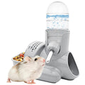 VANNON 3-in-1 Hamster Water Bottle with Food Bowl & Hideout Base, Grey | 3-in-1 feeding station combines water, food and hideout space to help keep hamster cages organized and easy to maintain. - color: Grey