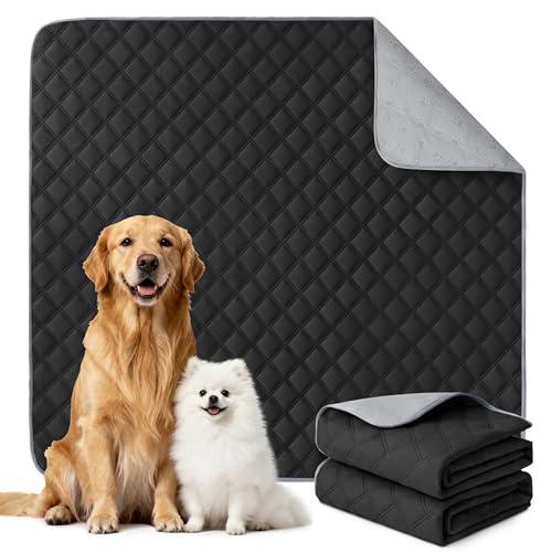 Eterish Reusable Washable Pee Pads for Dogs Large/Extra Large 36'' x 41'' 2 Pack, Absorbent Pet Puppy Dog Training Pads Non-Slip, Waterproof Whelping Potty Pads for Dogs Leak-Proof - color: Black, size: 2 Pack (36"x41")