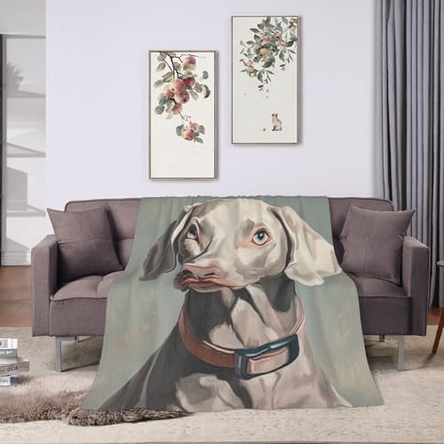 Weimaraner Dog Blanket Gifts for Women Girls Kids Dog Lovers, Puppy Flannel Blankets, Warm Cozy Soft Throw for Bedroom, Camping, Couch, Decor 50x60 in - color: Weimaraner Dog, size: 50"x60"