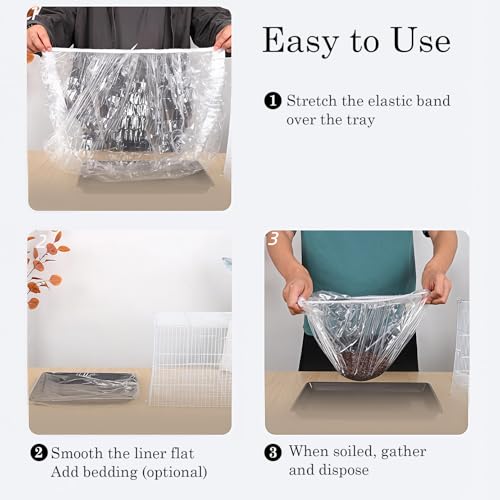 Disposable Small Animal Cage Liners, 50 Pcs Pet Litter Tray Liner | Quick Cleanup Leak-Proof PE Plastic Film Bags for Rabbit Guinea Pig Hamster Chinchilla Hedgehog Bird Cage & Litter Pan - size: 59 in